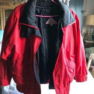 Red strong wind breaker materiel jacket